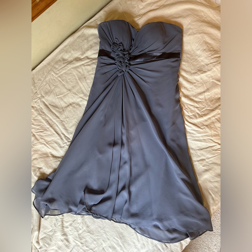 Bill Levkoff size 6 Charcoal gray strapless bridesmaid dress